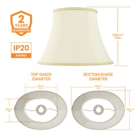 National Lighting Decorative Lampshade for Table Lamps - 14-Inch Tapered Oval Lamp Shade in Cream Fabric - Compatible with 60W 240V E27/B22 GLS Incandescent or LED (Not Included)