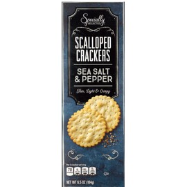 Sea Salt & Pepper Specially Scalloped Crackers, Snack Snacking Party Food, Selected Gourmet (SimplyComplete, 1, 6.5 oz Pack)