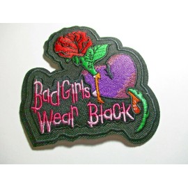 Unbranded Bad Girls Wear Black Iron/Sew ON Patch Sew Applique 3.75” x 3.25” Rose