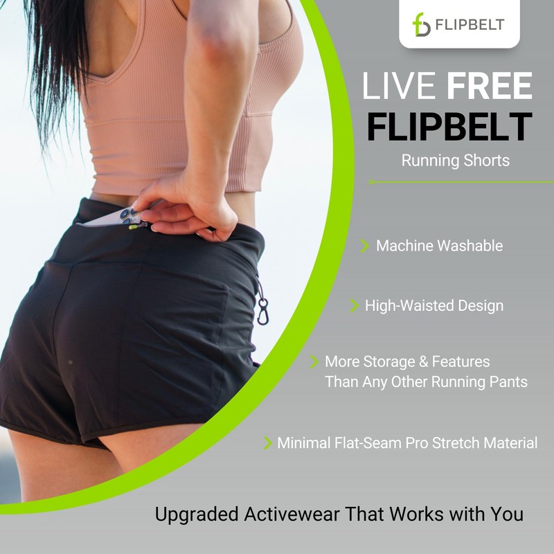 FlipBelt Pantalones Cortos Unisex para Correr, Pantalones para Correr., Carbon,