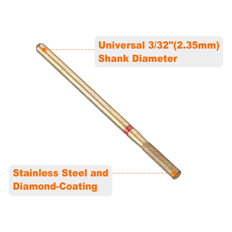 sourcing map 10pcs 200-230 Grits Diamond Grinding Bit 2.3mm Cylinder
