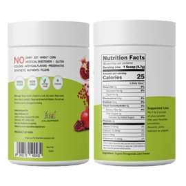 Vegs Pomegranate Juice Powder - Freeze Dried Organic Pomegranate Powder with Antioxidants - Sugar-Free Cold Pressed Tropical Fruit for Smoothies, Drinks, Cooking, Baking - Vegan, Non-GMO - 6 Oz