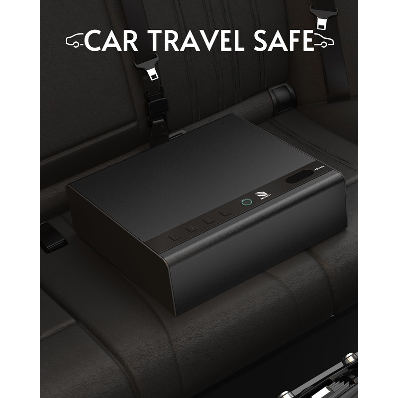 BE-TECH Gun Safe for Handgun,99.9% Accuracy Fingerprint Handgun Safe,3 Ways