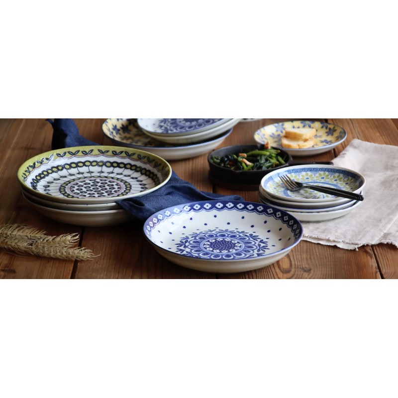 Mino Pottery Field Bread Plate (Leaf Dot)
