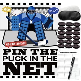 PARTYLOUD Pin the Puck on the Net, Hockey Party Birthday Party Games, Ice Hockey Holiday Party Fun Games Supplies Decorations Decor for Kids Families Adult Groups