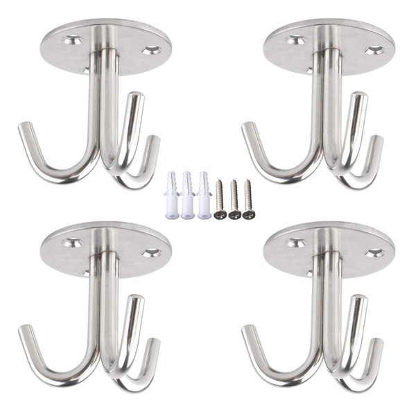 Smavles Triple Hooks 4 Pieces Ceiling Plate Hooks Ceiling Hooks