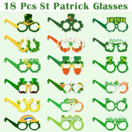 Leesgel Paper Glasses for St Patricks Day Decorations, 24pack St Patricks Day Accessories - Shamrock/Leprechaun Hat Party Eyewear Frames for Saint Patricks Day Irish Party Supplies