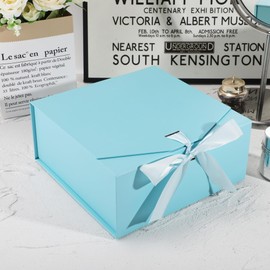 OEMVALATY 6-Pack Gift Boxes,12x8x4.5 Inch Magnetic Gift Boxes with Lids for Presents,Blue with Ribbon, Bridesmaid Proposal Box for Wedding, Storage, Birthday