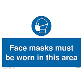 Pack of five - Face masks must be worn in this area Sign - 150x100mm - A6L