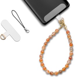 MORSUNBELA Light Red Phone Chain Universal Phone Accessories Phone Chain Beads Hand Wrist Strap Lanyard for Women Girls Red