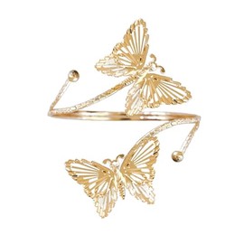 Yocoyee Upper Arm Bracelet Band Cuff Bangle Coil Bracelet butterfly flower Gold Armband Boho Jewelry for Women-Butterfly Gold