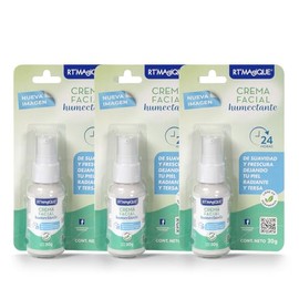RT MAGIQUE | Crema Hidratante Facial | Crema Facial Hidratación 24H | Textura Ligera | Rápida Absorción | Previene Resequedad | Piel Suave y Luminosa | Sin Parabenos | Cuidado de la cara| Todo Tipo de Piel (3 Piezas)