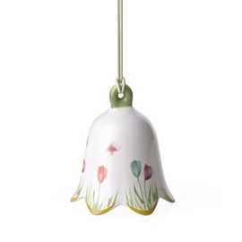 Villeroy und Boch New Flower Bells Ornament "Tulpe", Porzellan, Grün/Gelb, Glöckchen