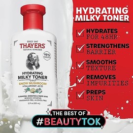 THAYERS THAYERS Milky Face Toner Skin Care with Snow Mushroom and Hyaluronic Acid, Natural Gentle Facial Toner, for Dry and Sensitive Skin, 355mL