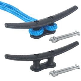 Dock Cleats 10 Inch 2 Pack, Electrophoretic Coated Black Boat Cleats, Boat Dock Cleats with Bolts Weatherproof Tie Downs for Boat, Decks, Rope, Marine or Decoration