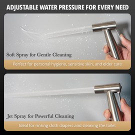 Plurvix Plurvix Handheld Bidet Sprayer for Toilet C Adjustable Water Pressure, Stainless Steel Jet Spray Kit with Bidet Hose - Feminine Wash, Baby Cloth Diaper Cleaning, Muslim Shower C Wall or Toilet Mount