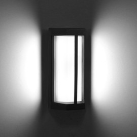 Kawell 10W Outdoor LED Wall Light Waterproof Modern LED Wall Sconce Exterior Double-Layer Cover Patio Wall Light Hardwired for Front Door Porch Hallway Balcony Garden Garage, Cold White