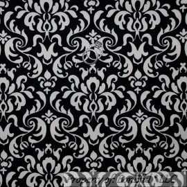 Signature BonEful FABRIC FQ Cotton Woven Black Ivory Off White Flower Damask Bohemian SALE