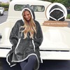 Catalonia Classy Oversized Fleece Hoodie Poncho Blanket, Fluffy Warm Oversized