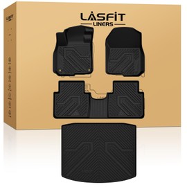 LASFIT Floor Mats & Trunk Mat for Honda CR-V 2017-2022 (NOT for Hybrid), All Weather Protection TPE Floor Liners 1st & 2nd Row & Cargo Mat in Lower Position Full Set, Black