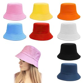 Lotvic 8 Pcs Unisex Bucket Hat, Foldable Summer Sun Hat, UV Protection Beach Fisherman Hats, Breathable Sun Hats for Men Women, Reversible Bucket Hat for Traveling Fishing Hiking Camping, 8 Colors