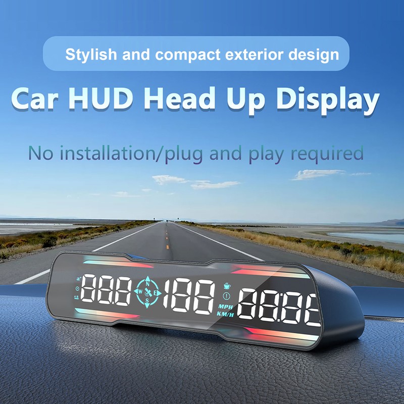 7 Inch Car LED HUD Display Time Speedometer Display Over