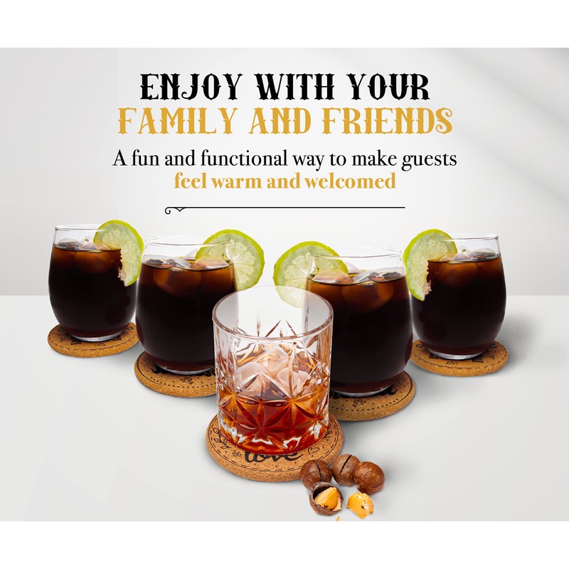 Coasterlux Cork Coasters for Drinks Absorbent with Holder - Cute