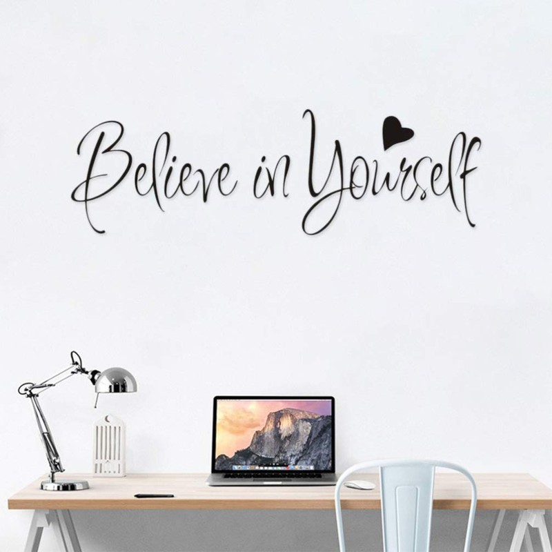 VOSAREA Believe in Yourself Wall Sticker Black for Living Room