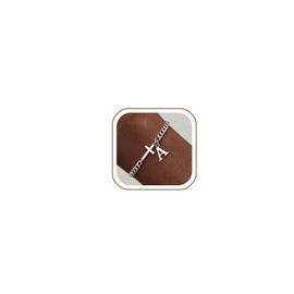 chorfla Cross Cuban Chain Bracelets for Men Initial A - Z Faith Cross Bracelets, Stainless Steel Fashion Initial Religious Jewelry Gift for Boyfriend Birthday for Men(A)