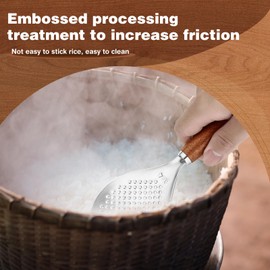 KULUNER Natural Rosewood Handle Stainless Steel Rice Scoop - Premium Kitchen Utensil Choice, Ideal for Rice, Potatoes, and Salad, Durable and Long-Lasting