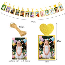 Cadimus Deko 13 Geburtstag Mädchen Girlande,13. Fotogirlande Geburtstagsdeko,Gold Fotobanner,Du Wirst Geliebt Seit 13 Jahren,Foto Banner 13 für Geburtstagsfeier Teenager