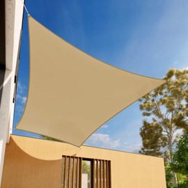 E&K Sunrise 24' x 24' Sand Rectangle Sun Shade Sail Outdoor Shade Cloth UV Block Fabric,Curve Edge-Customized