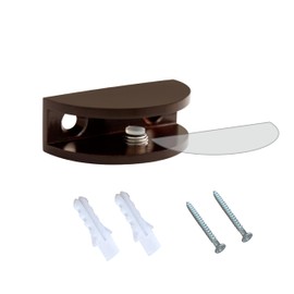 Dulles Glass Floating Shelf Brackets, Rounded Clamps Heavy Duty, Oil Rubbed Bronze, for Glass, Wood, Acrylic Wall Mounted Shelf Support. 1 Piece.