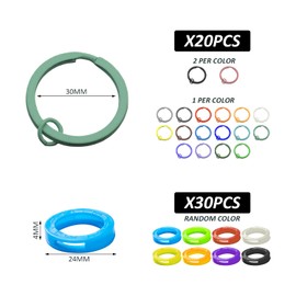 BEIBXHQQ 20 Key Rings, 30 Key Sets, Stainless Steel Key Rings, Colorful Key Rings, Stainless Steel Pendant Set, Metal Key Chains, Key Ring Chains, Children's Colorful Key Rings