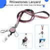 SAVORI Badge Holder with Lanyard, Bling Retractable ID Holder Rhinestone