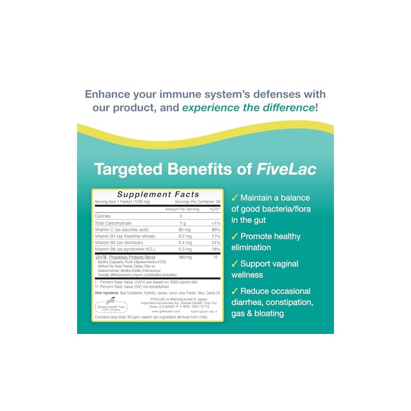 FiveLac Lemon Probiotic Powder - Smooth Digestive Support