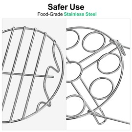 GSlife Instant Pot Accessories Steamer Cooling Rack Trivet Set, Include 9-holes Egg Steamer Rack with Heat Resistant Silicon Handles & 7'' Steam Rack for 6, 8 Quart Pressure Cooker Pot, 2 Pack