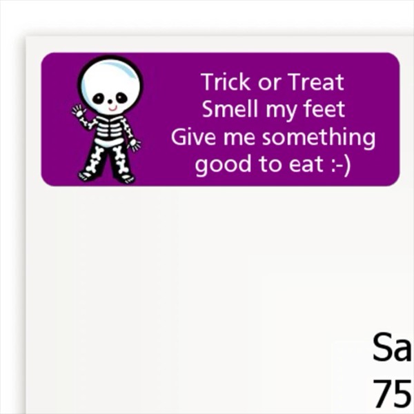 Candles and Favors Skeleton Purple - Halloween Personalized Return Address