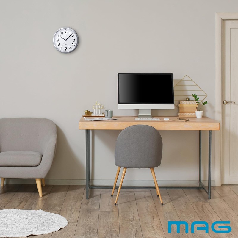 MAG Wall Clock, Wall-Mounted Clock, Analog, Silent, Continuous Second Hand,
