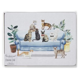 Cooksmart Pack of 4 Table Place Mats | Place Mats For Table With British Designs | Table Mats For All Types Of Kitchens - Curious Cats