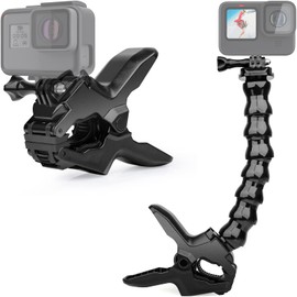 Screw Tripod Flex Clamp Mount Gooseneck Mount Camera Clamp Mount Compatible with Go Pro Hero 11,10. 9, 8, 7, 6, 5, 4, Session, 3+, 3, 2, 1, Max, Fusion, DJI Osmo and Most