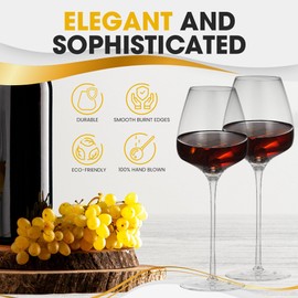 BERKWARE Crystal Wine Glasses Set of 6 - Elegant Red Wine Glasses, Long Stem Wine Glasses, Wine Goblets, Universal Wine Glasses, Tall Stemmed Fancy Wine Glasses for All Occasions