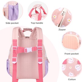 GAGAKU Children's Backpack Girls for 2-5 Years 30 cm Cotton Nursery Backpack Mini Daypack Travel Bag with Chest Buckle Toddler Backpack - Pink Cats, Pink cat