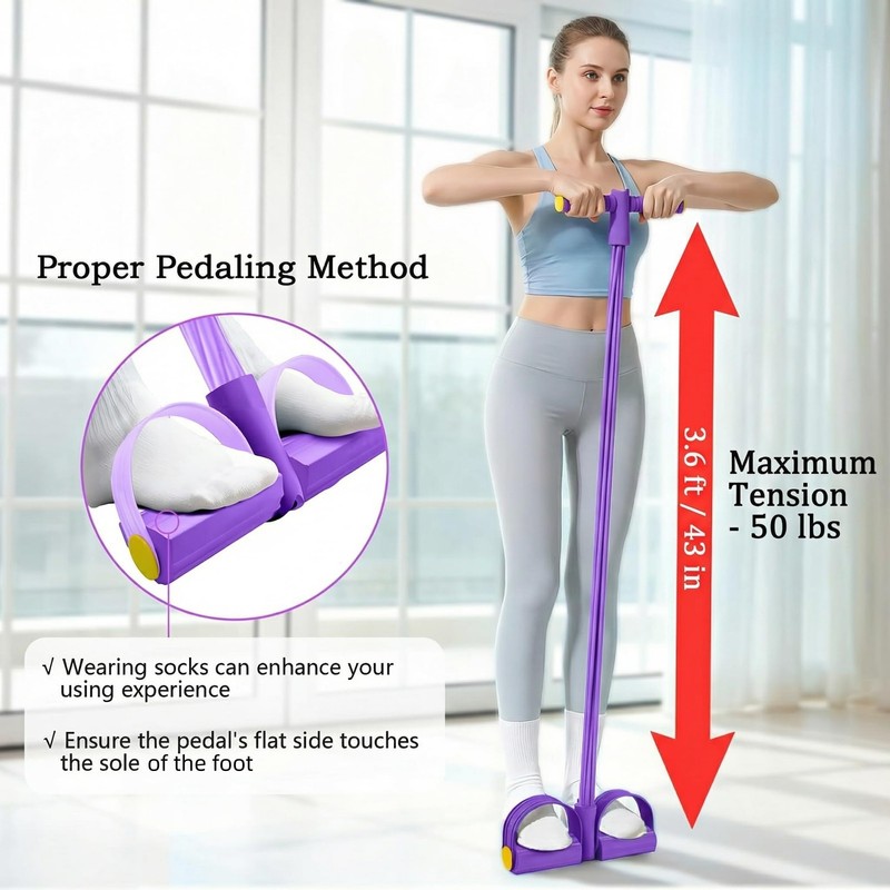 Tongtonglovely Pedal Puller Resistance Rope, Purple, Silicone, 25 Pounds Tension,