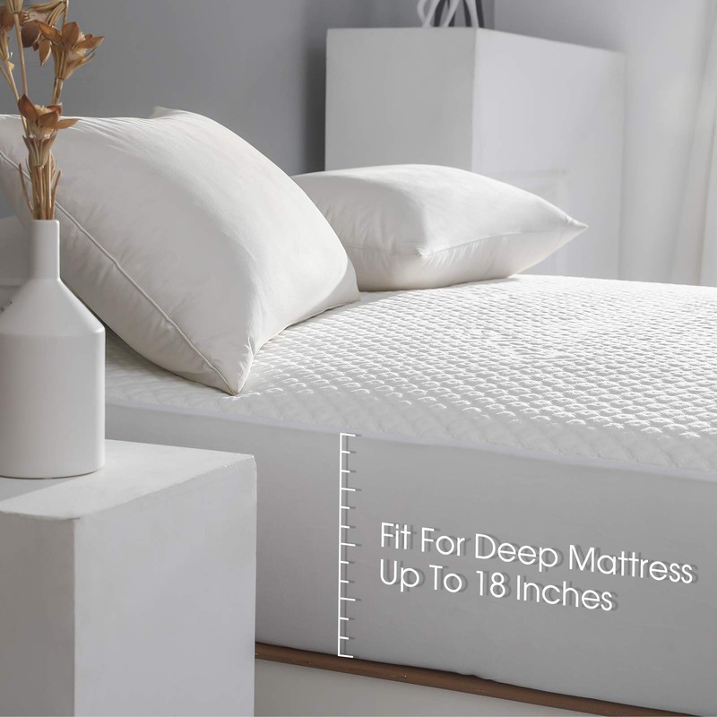 King Size Waterproof Mattress Protector Fitted Mattress Pad Cover with