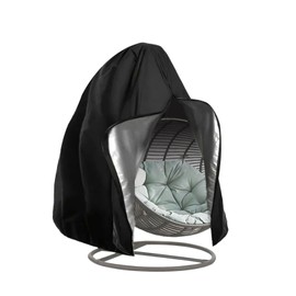 Hanging Chair Cover, Outdoor Waterproof Hanging Chair Protective Cover, 210D Oxford Dustproof Cover for Swing Chair, Windproof Hanging Chair Cover with Zip and Drawstring, Black, 190 x 115 cm