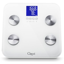 Ozeri Touch 440 Lbs Total Body Weight Scale (Body Fat, Muscle, Bone, Weight & Hydration), Auto Recognition Bath Scale with Infant Tare