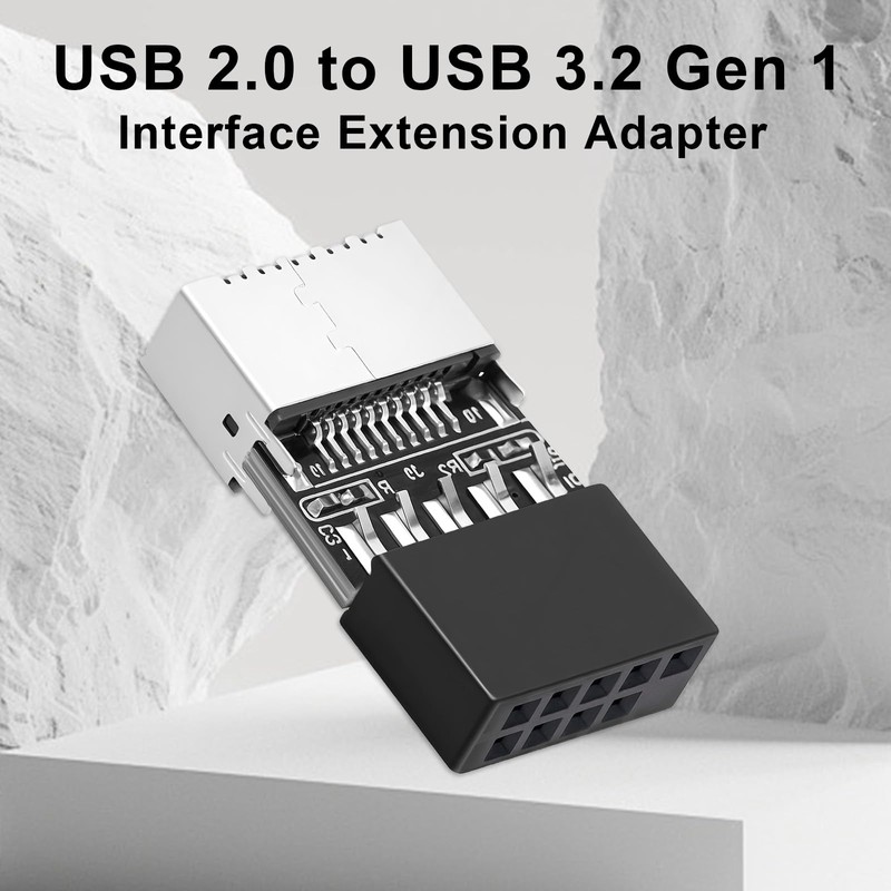 Xelsluthe Motherboard Header Adapter, USB 2.0 to USB 3.2 Gen