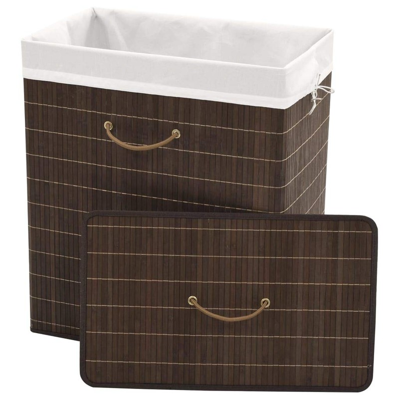 'vidaXL Eco-friendly Bamboo Laundry Bin, Rectangular, Dark Brown, Lightweight and