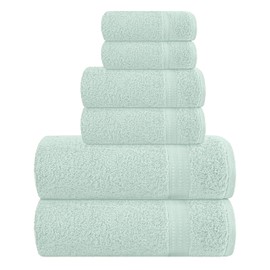 MyOwn 6 Piece Towel Set, 100% Combed Cotton - 2 Bath Towels, 2 Hand Towels, 2 Wash Cloths - 500 GSM Luxury Hotel Quality Ultra Soft Highly Absorbent Towel Set for Bathroom - Sea Green